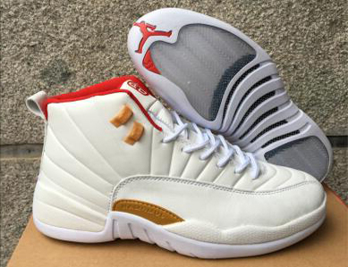 Nike Air Jordan 12 CNY White Red Gold Basketball Shoes