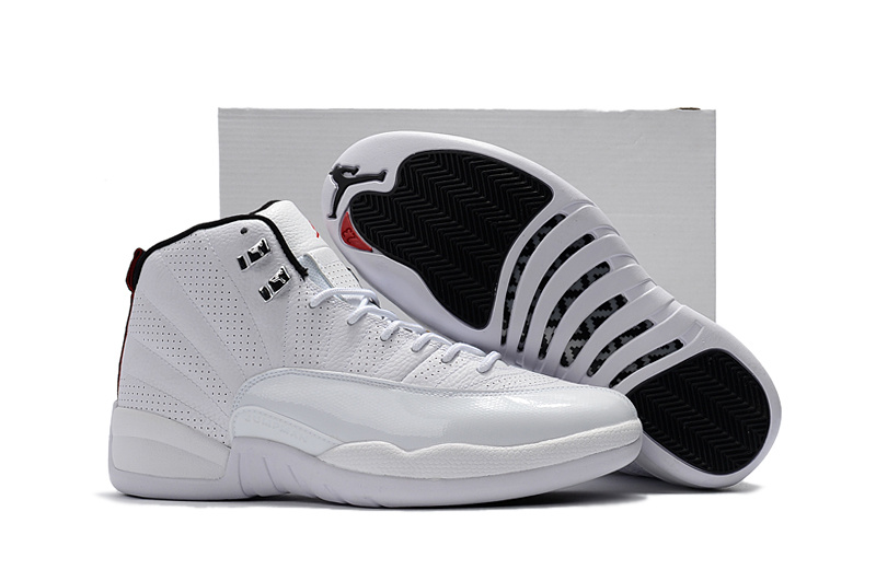 Nike Air Jordan 12 Rising Sun White Varsity Red Black Shoes - Click Image to Close