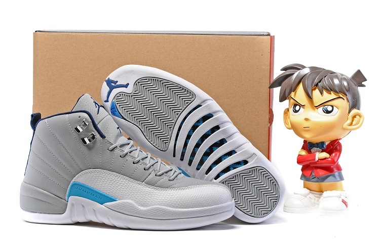 Nike Air Jordan 12 UNC Wolf Grey University Blue White Shoes - Click Image to Close