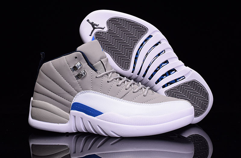 Nike Air Jordan 12 Wolf Grey Blue White Shoes