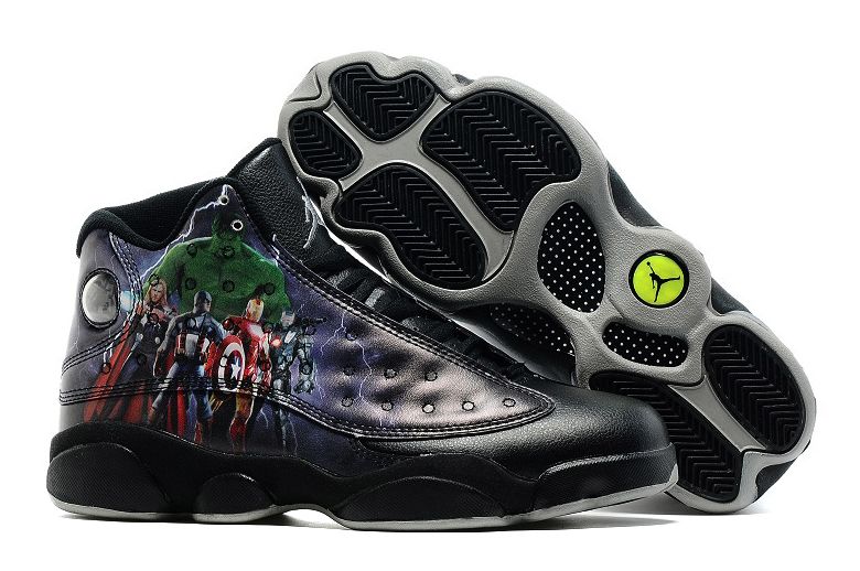 Nike Air Jordan 13 Avengers Custom Black Print Shoes