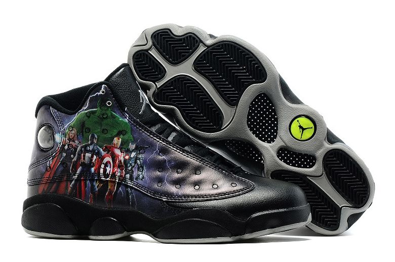 Nike Air Jordan 13 Avengers Custom Black Print Shoes