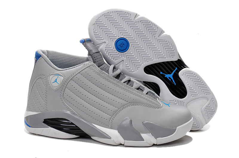 Nike Air Jordan 14 Wolf Grey White Sport Blue Shoes