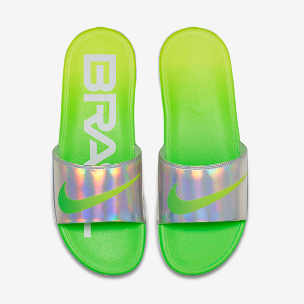 Nike Benassi Solarsoft Fluorscent Green Silver Sandal