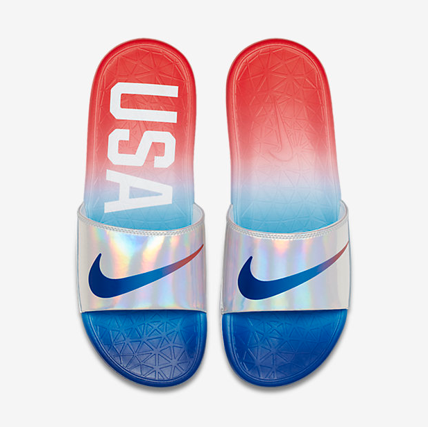 Nike Benassi Solarsoft Red Blue Silver Sandal