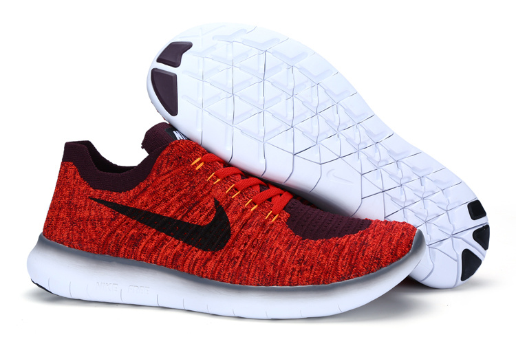 Nike Free Flyknit 5.0 Wine Red Black White Shoes