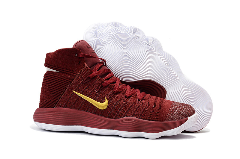 Nike Hyperdunk 2017 Flyknit Wine Red Yellow Shoes