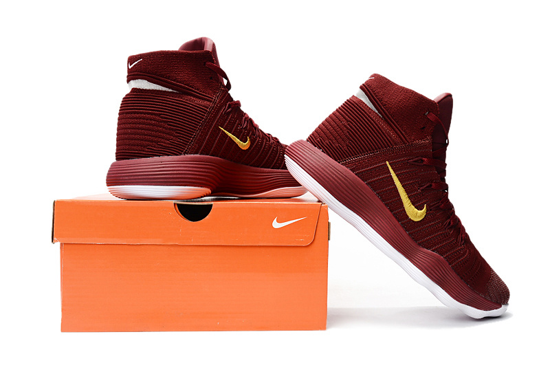 Nike Hyperdunk 2017 Flyknit Wine Red Yellow Shoes