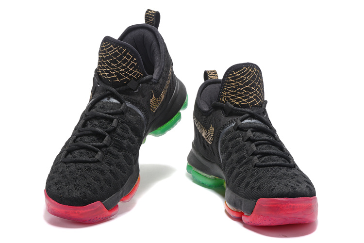Nike KD 9 Black Gold Rainbow Sole Shoes