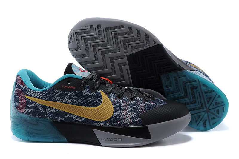 Nike KD Trey 5 II Flywire Black Grey Blue Gold Logo Shoes
