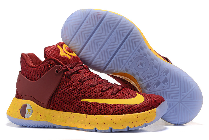 Nike KD Trey V Flywire Wine Red Yellow Shoes