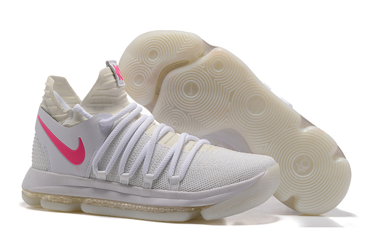 Nike Kevin Durant 10 White Pink Logo Shoes