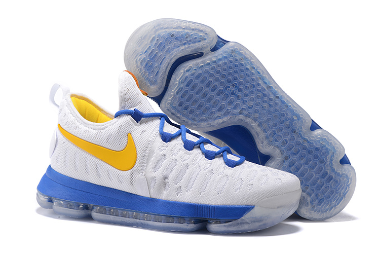 Nike Kevin Durant 9 MD Warriors White Blue Yellow Shoes
