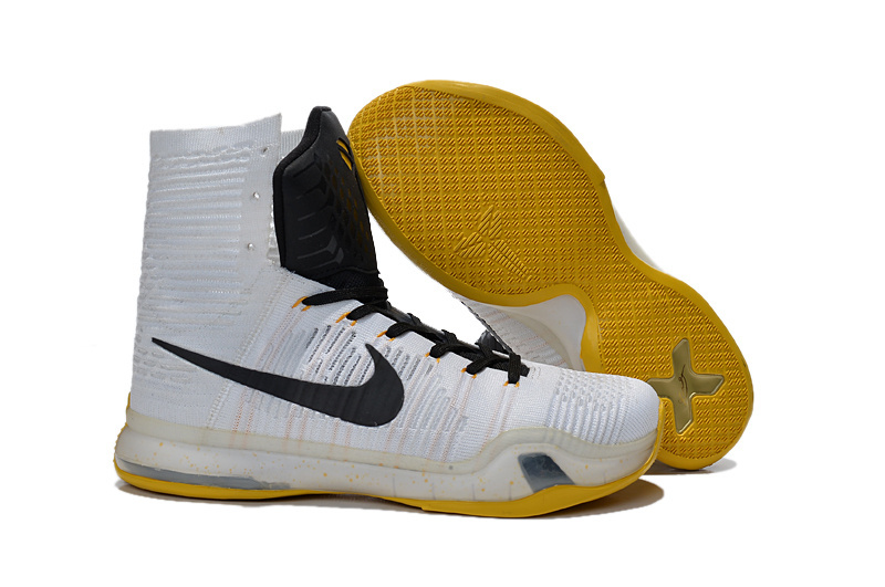 Nike Kobe Bryant 10 Elite High White Black Yellow Shoes