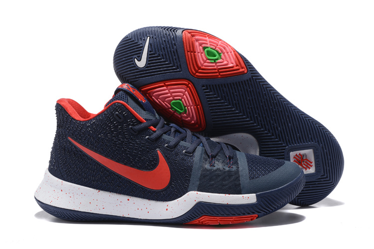 Nike Kyrie 3 Deep Blue Red White Shoes