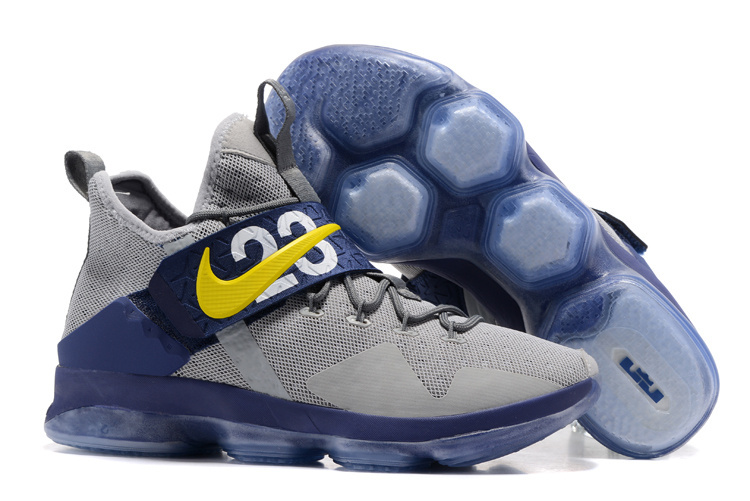 Nike LeBron 14 Grey Blue Yellow Shoes