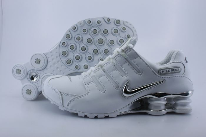 Nike Shox NZ All White Black Logo - Click Image to Close