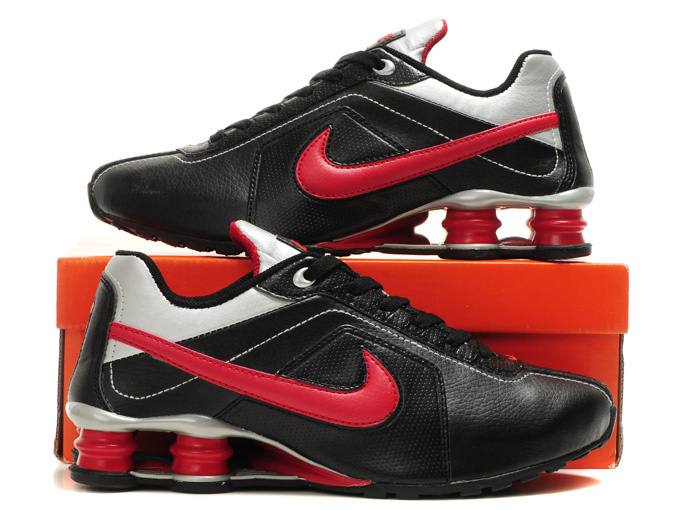 Nike Shox R4 Black Silver Red Big Swoosh