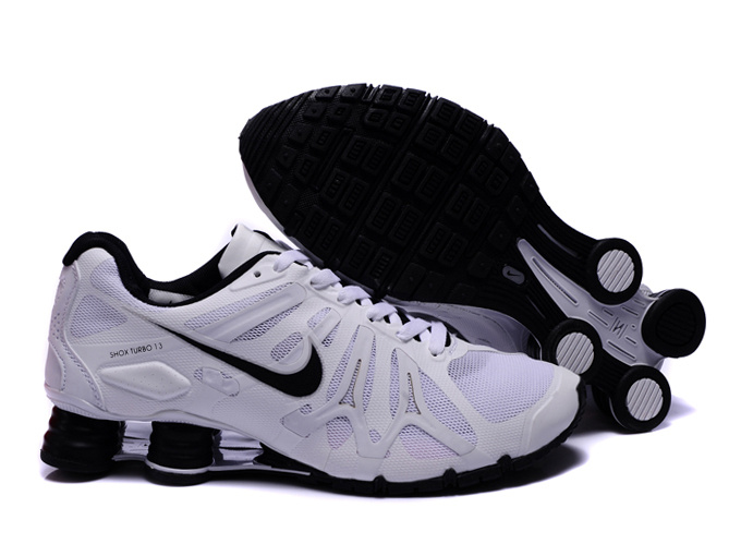 Nike Shox Turbo+13 All White Black Shoes