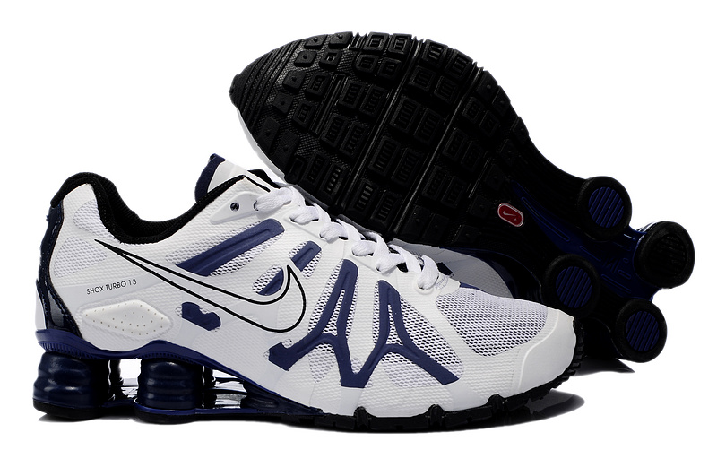 Nike Shox Turbo+13 White Deep Blue Black Shoes