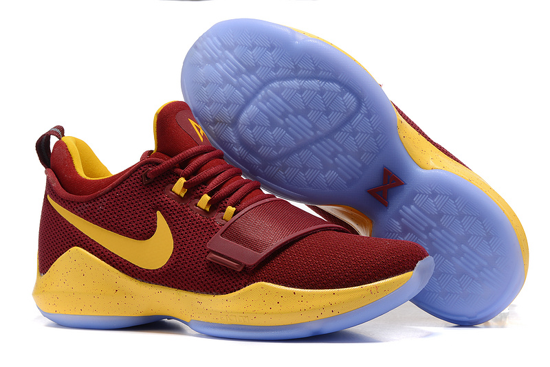 Nike Zoom PG 1 Wine Red Yellow Shoes