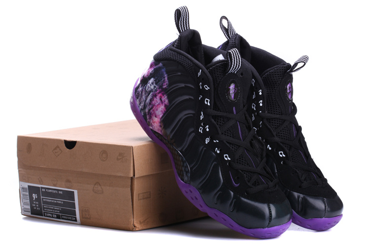 Classic Nike Air Foamposite One Black Purple Shoes - Click Image to Close