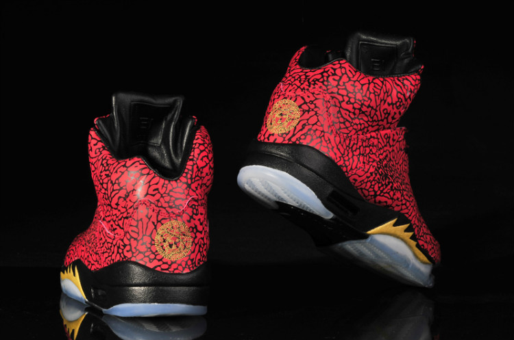 Nike Air Jordan 5 Retro Temporal Rift Red Black Yellow Shoes - Click Image to Close