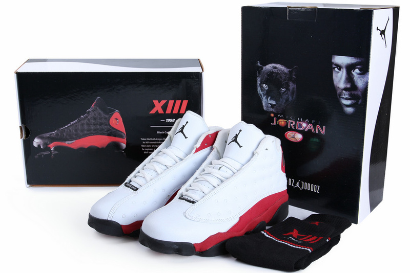 Real Nike Jordan 13 HardPack White Red Black Shoes