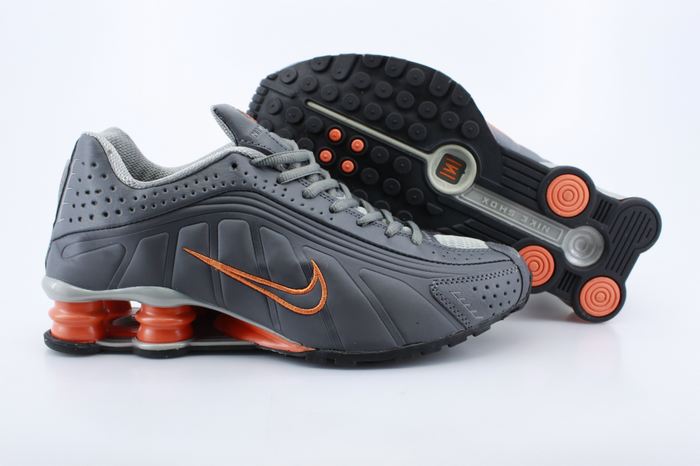 nike shox r4 grey orange