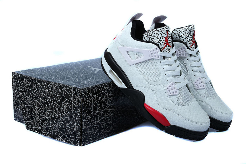 Retro Jordan 4 Temporal Rift by Color White Black Red Shoes