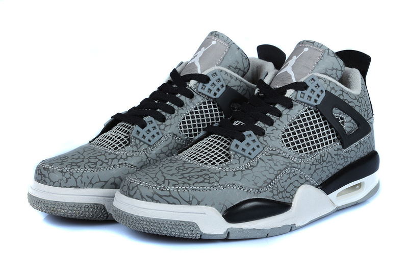 Retro Jordan 4 Temporal Rift by Grey Black White Shoes