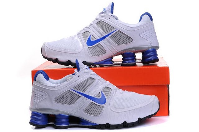 White Blue Nike Shox Turbo Shoes For Men