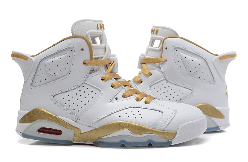 White Gold Nike Air Jordan 6 GS Shoes - Click Image to Close