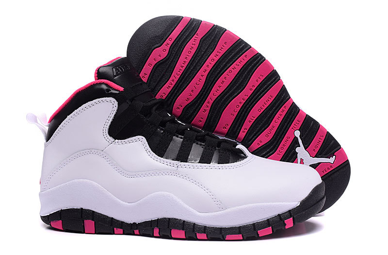 Women Nike Air Jordan 10 GS Vivid Pink Pure Platinum Black Vivid Pink Shoes
