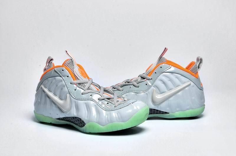 Women Nike Air Foamposite One Silver Green Orange Shoes