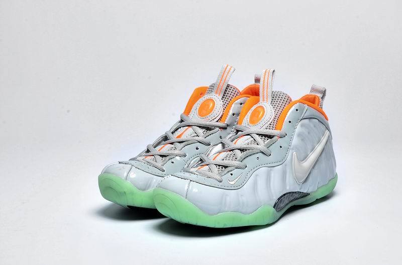 Women Nike Air Foamposite One Silver Green Orange Shoes