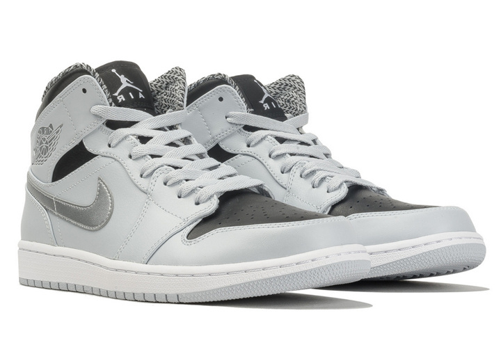 Women Nike Air Jordan 1 Mid Pure Platinum Metallic Silver Black White Shoes