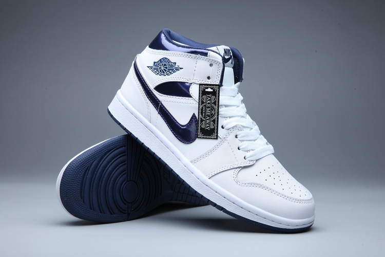 Women Nike Air Jordan 1 Retro Metallic Navy White Metallic Navy Shoes