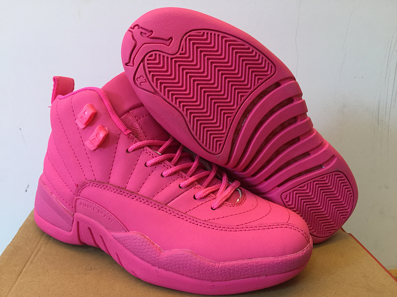 Women Nike Air Jordan 12 GS All Pink Shoes