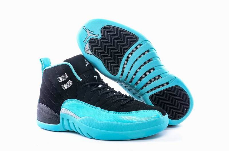 Women Nike Air Jordan 12 GS Hyper Jade Black Metallic Silver Hyper Jade Shoes