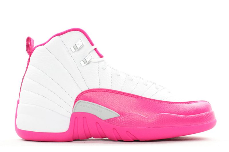 Women Nike Air Jordan 12 GS Vivid Pink White Vivid Pink Metallic Silver Shoes