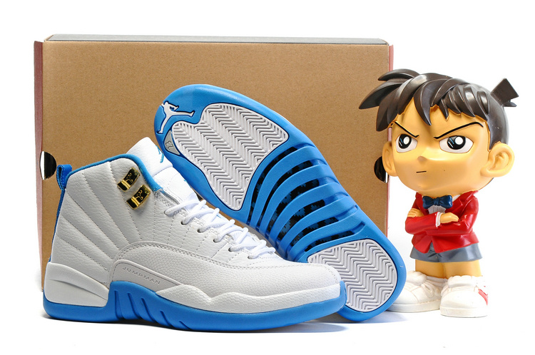 Women Nike Air Jordan 12 GS White University Blue Melo Shoes