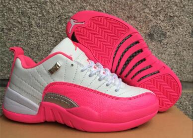 Women Nike Air Jordan 12 Low GS Vivid Pink Shoes - Click Image to Close