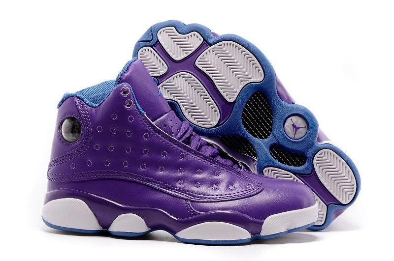 Women Nike Air Jordan 13 GS Hornets Purple Orion Blue Shoes