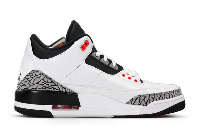 Women Nike Air Jordan 3 Retro White Black Wolf Grey Infrared 23 Shoes