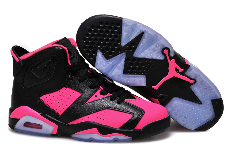 Women Nike Air Jordan 6 GS Black Pink Shoes
