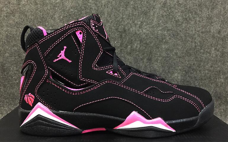 Women Nike Air Jordan 7 GS Improved Dark Black Pink Shoes