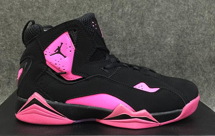 Women Nike Air Jordan 7 GS Retro Pink Black Shoes