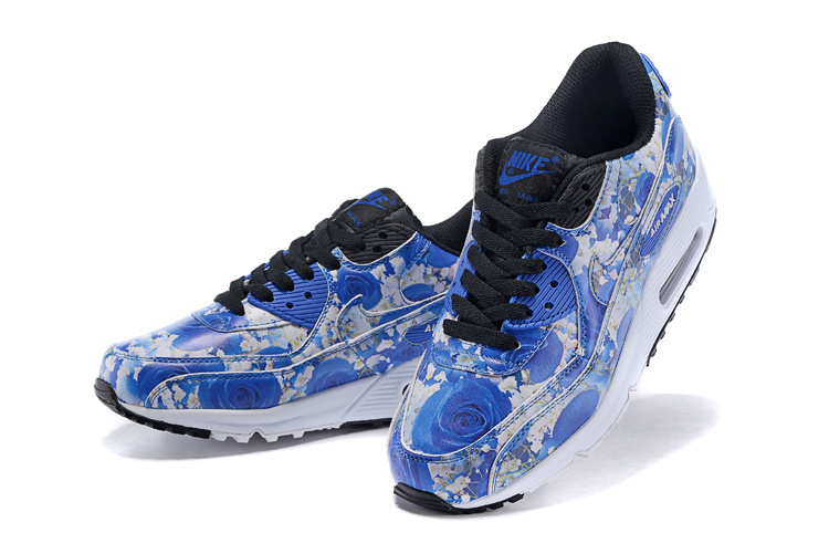 2016 Women's Nike Air Max 90 Follower Print Blue White Black 2016 Women's Nike Air Max 90 Follower Print Blue White Black