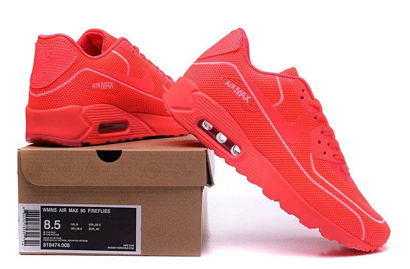 2016 Women's Nike Air Max 90 Midnight Firefly All Red 2016 Women's Nike Air Max 90 Midnight Firefly All Red